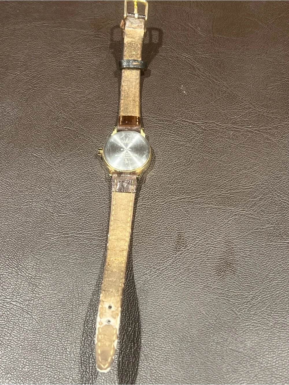 Timex Gold Tone Case White Dial Watch with Brown Strap